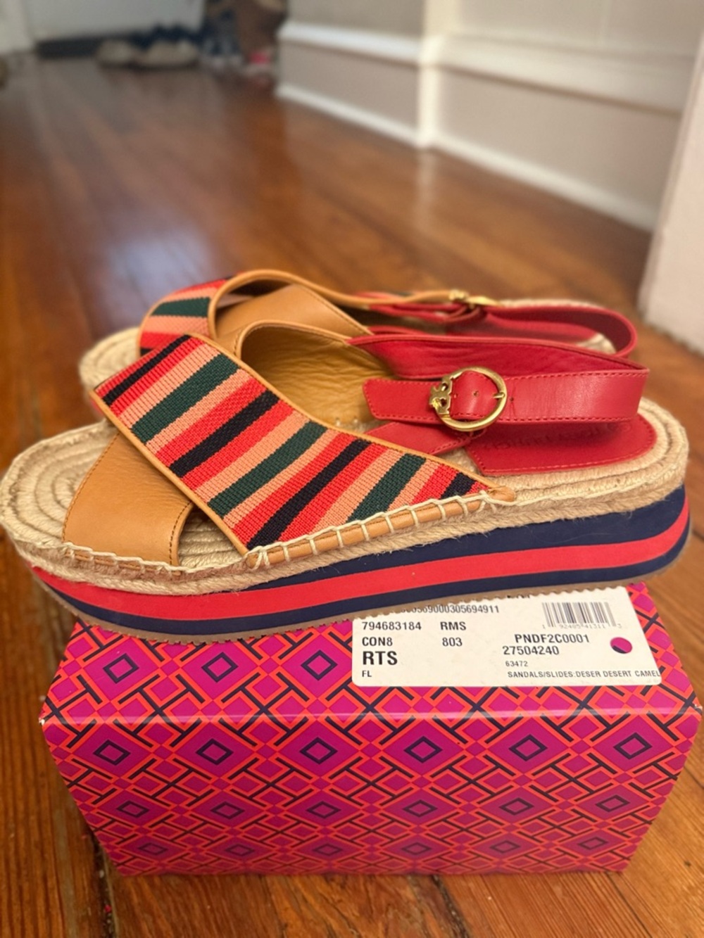 Tory Burch Desert Camel Multi Daisy Sport Sandal (Women)
